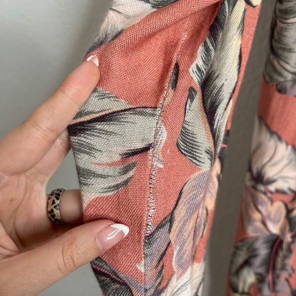 Beach Riot Women Coral Pink Tropical Palm Leaf Wrap Mini Dress Blazer Small - Picture 6 of 7